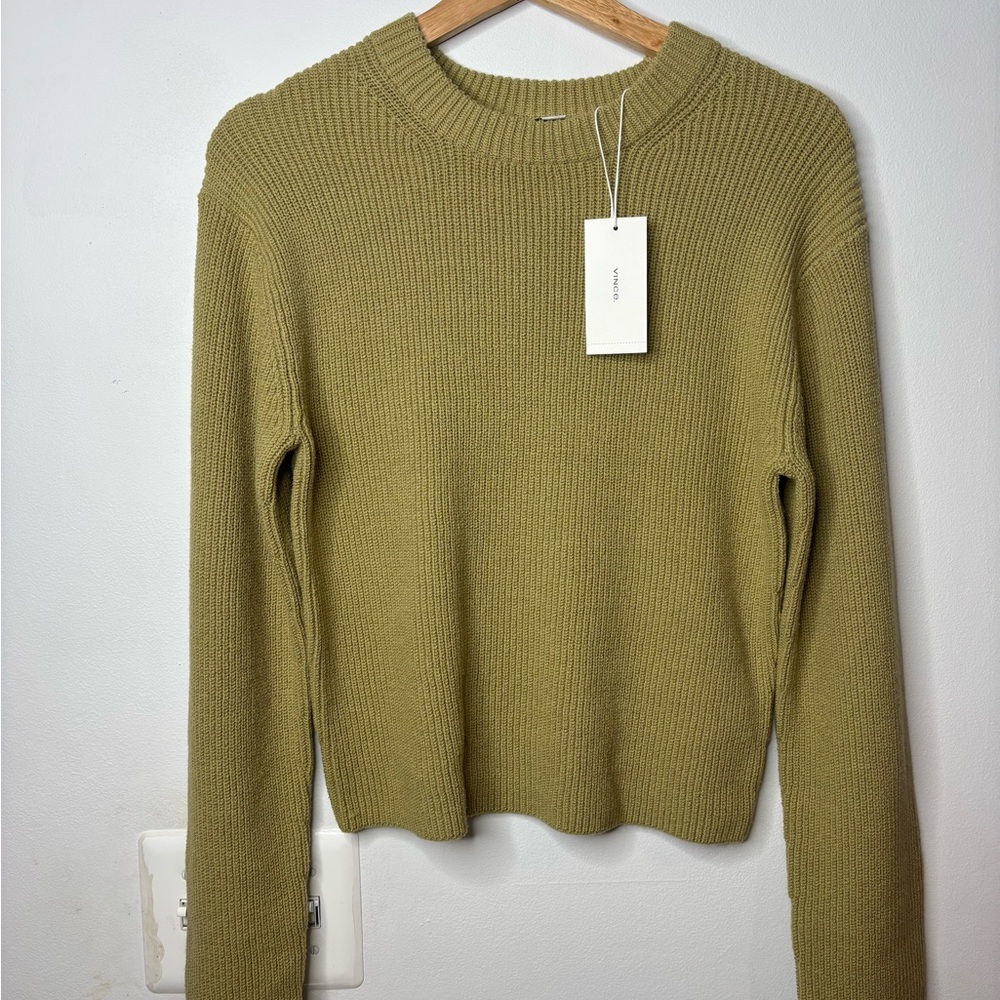 Vince Khaki Ribbed Knit Sweater